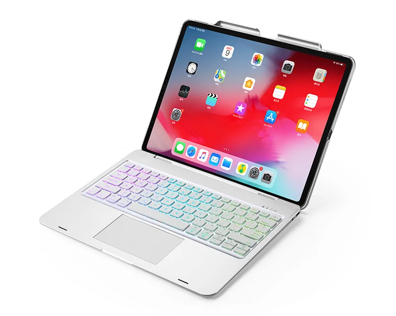 Witsp@ d мышь сенсорная bluetooth клавиатура для iPad 10,", Премиум Пластиковый Чехол, 7 цветов с подсветкой, интеллектуальное включение/выключение