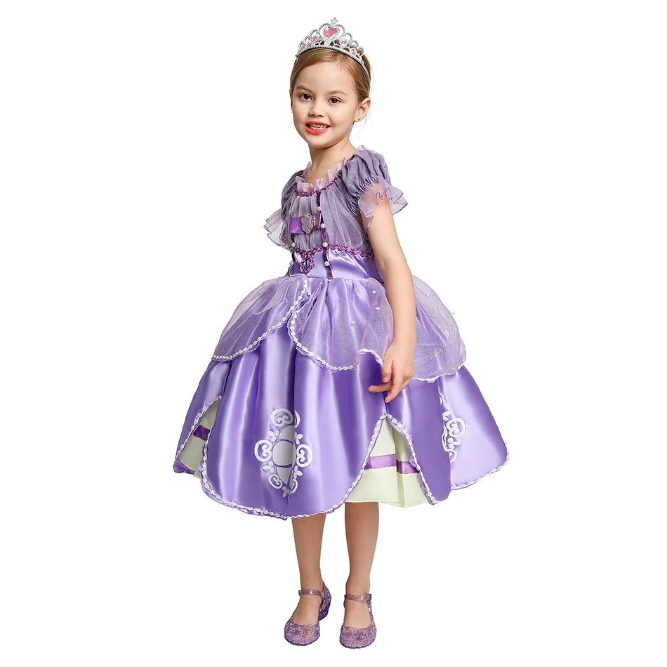 Платье принцессы Софии с жемчужинами для девочки сетчатый лиф бальное платье
