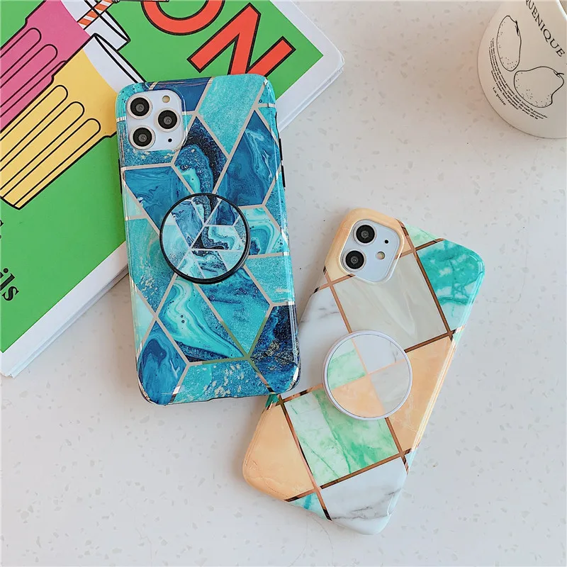 Holder Stand Marble Case For Huawei Mate 30 20 P30 Lite Pro Back Cover Luxury Plating IMD Silicone Phone Coque Skin |