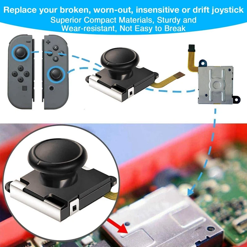 (4 шт.) Набор для ремонта аналоговых 3D палочек Nintendo Switch Joy Con с металлическими