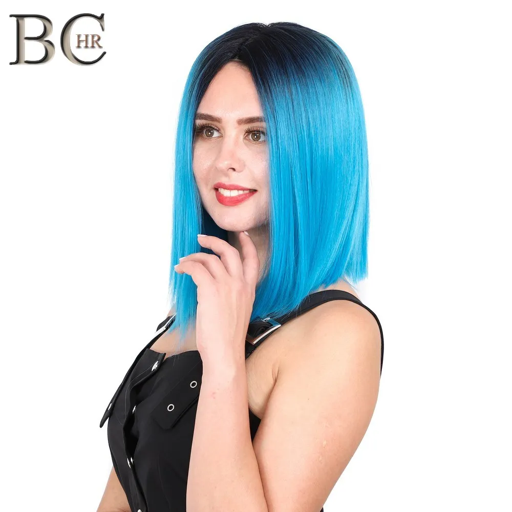 BCHR Ombre Bob 13*4 синтетический кружевной передний парик темно-корень синий парик для женщин косплей парик