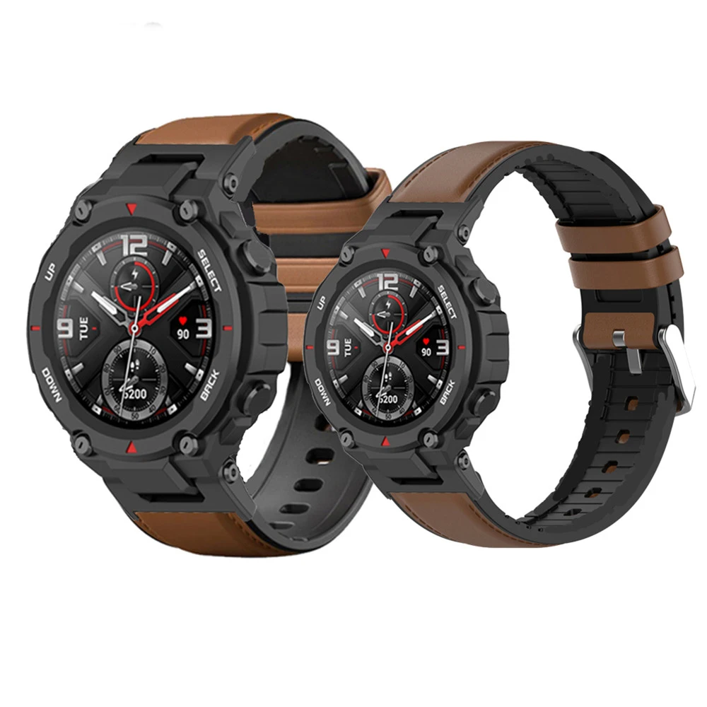 

Ремешок кожаный для смарт-часов Huami Amazfit T-Rex, сменный Браслет Для Xiaomi Amazfit T-Rex Pro Trex Correa