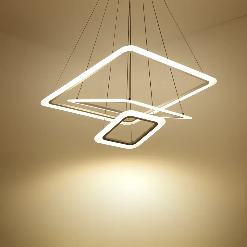 

White Square modern led chandelier lights for living room Dinningroom Bedroom Home Lighting Luminaire modern chandelier lighting