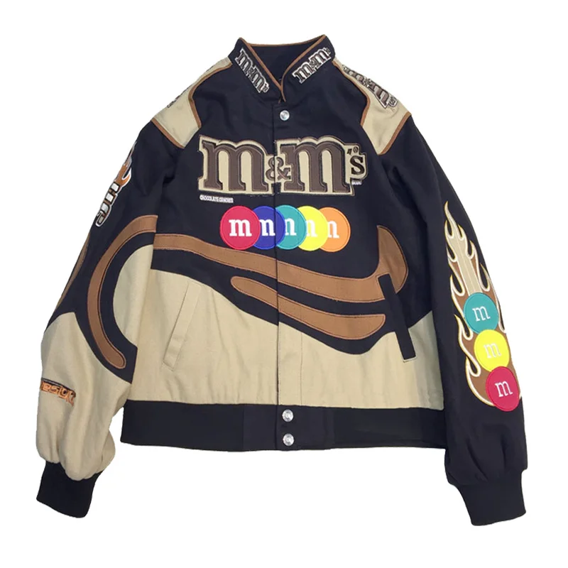 

Letter Embroidery Varsity Jackets Autumn Single-breasted Stand-up Collar Hip Hop Bomber Jacket Harajuku Baseball Jacket