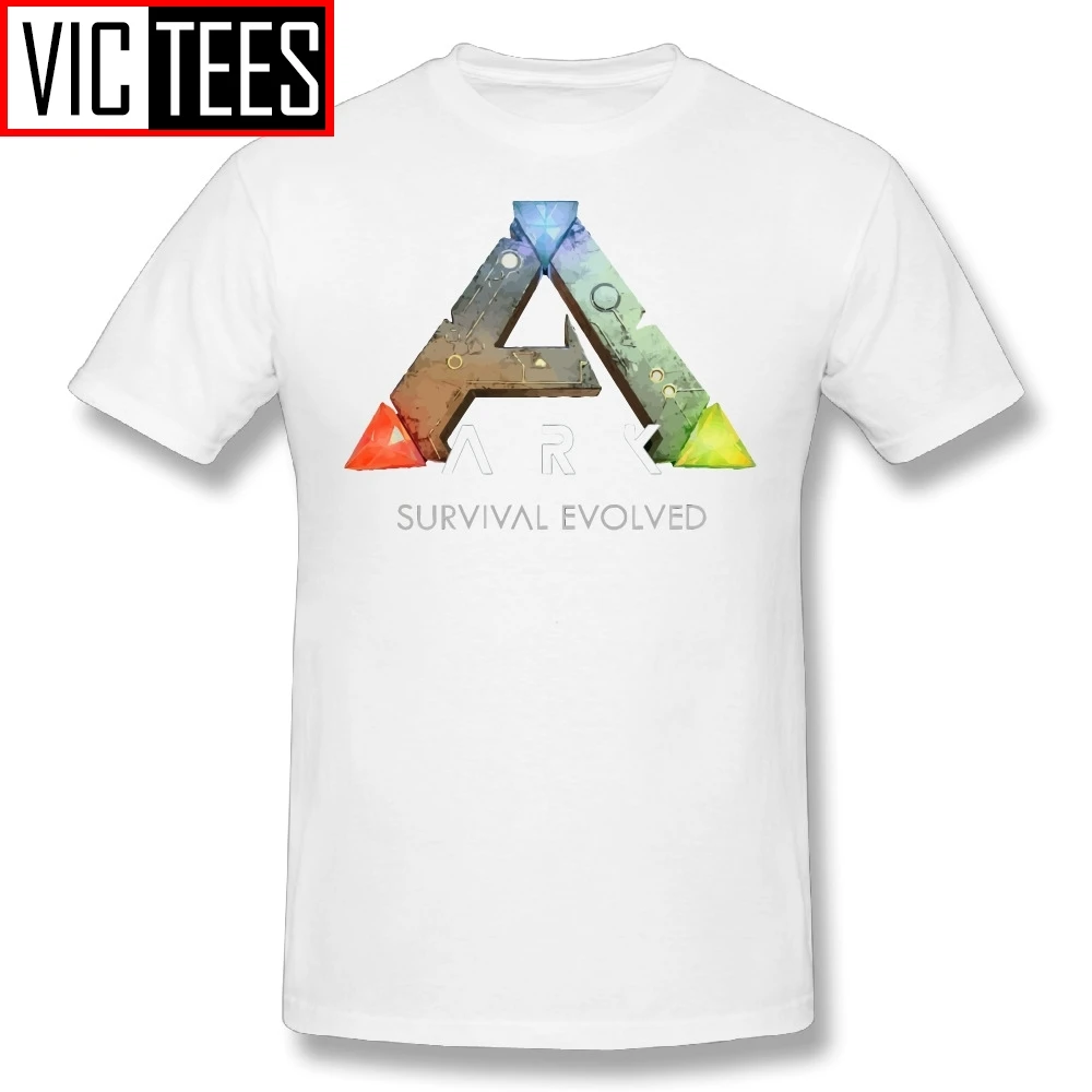 Мужские футболки Ark Survival Evolved Games, мужские хлопковые футболки, повседневные футболки с круглым воротником, черные - Цвет: Белый