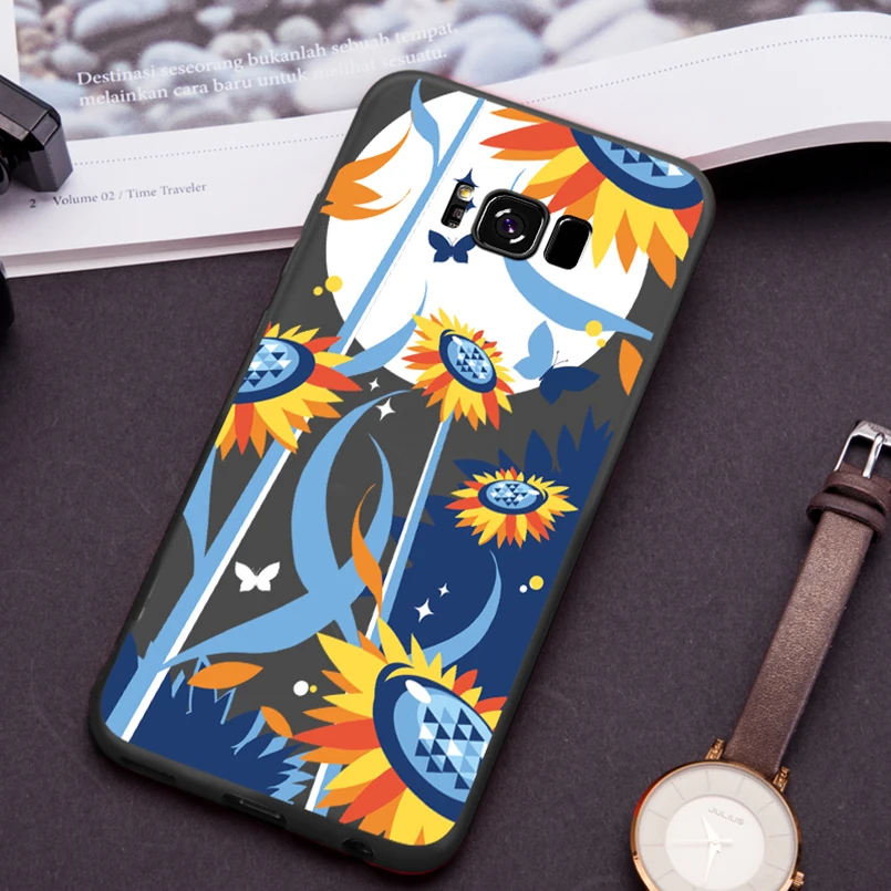Flower Case For Samsung Galaxy S8 Cover Silicone Original 3D Relief Bumper A6 A7 A8 A30 A50 S9 S10 Plus Note 8 9 |