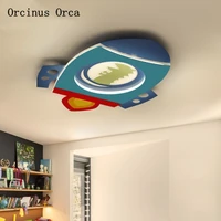 new cartoon creative rocket ceiling lamp boy bedroom childrens room lamp cute eye protection led decorative ceiling lamp