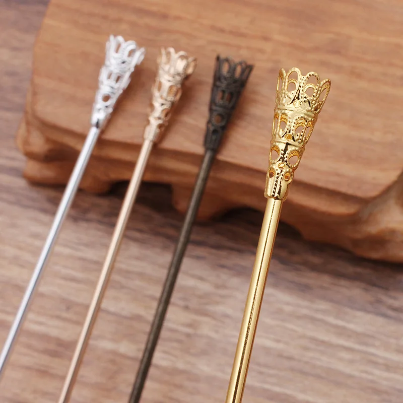 Металлическая заколка для волос в стиле ретро с цветком филигранью пустая основа