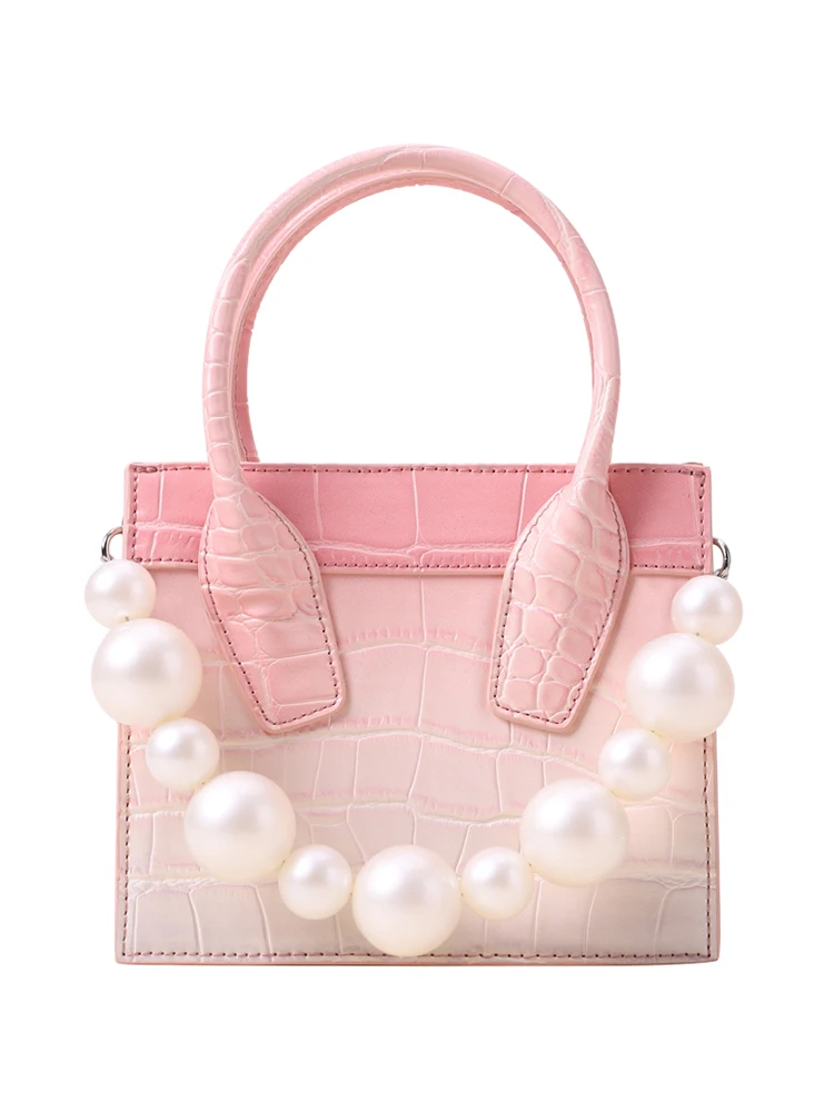 

Fashion Female Elegant Pearl Portable Small Square Bag 2021 New Fashion Women's Crossbody Alligator Pattern Pack Rew5