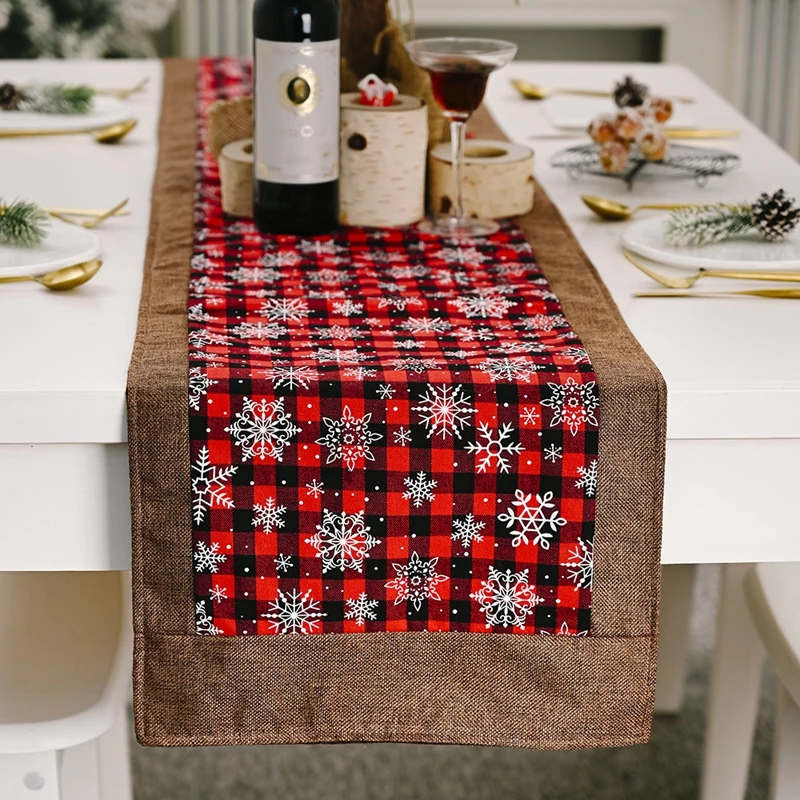 

180*35cm Cloth Santa Claus Snowflake Table Runner Christmas Decorations For Home 2020 Christmas Kitchen Xmas Navidad New Year