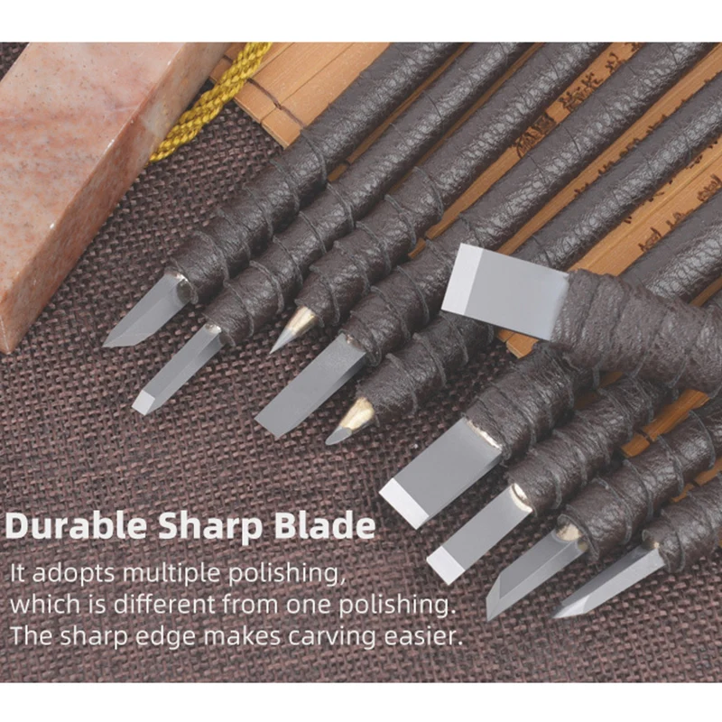 

Набор ножей для резьбы из вольфрамовой стали, набор ножей для резьбы по дереву, Нефритовая резьба, ручные инструменты с кожаным чехлом, ручные инструменты