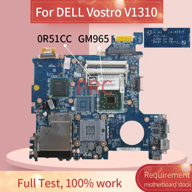 CN 0R511C для DELL Vostro V1310 материнская плата ноутбука LA 4231P GM965 DDR2 Материнская