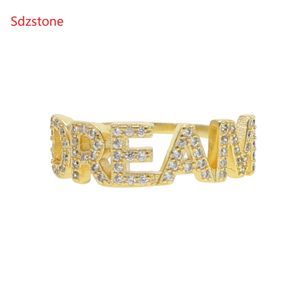 Кольцо для женщин желтое золото с надписью прозрачное фианитами | Украшения и