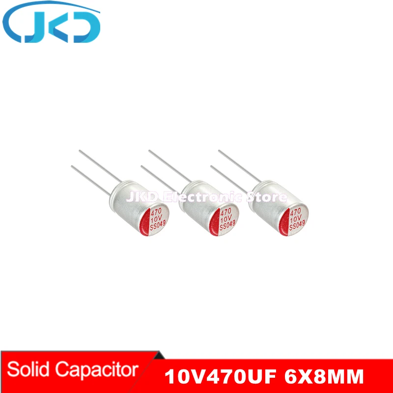 

Free Shipping 100PCS 10V 470UF 6*8mm New Motherboard Graphics Card Solid Capacitor Low ESR 470UF 10V High Quality