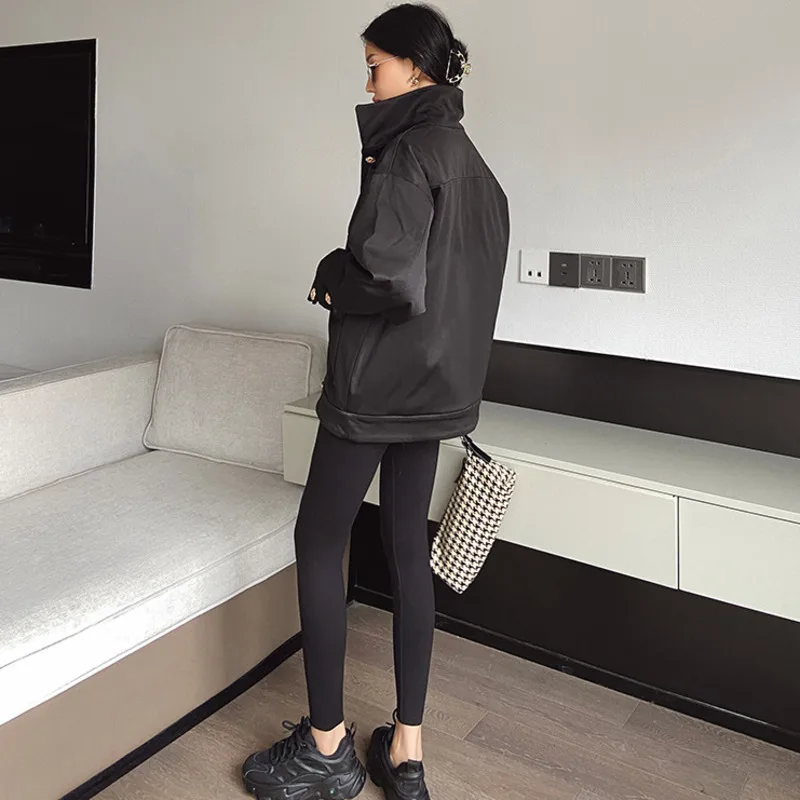 

2020 New Autumn Winter Fashion Casual Long Sleeve Single Breasted Black Gold Classic Warm Thick Cotton Jacket Women C813