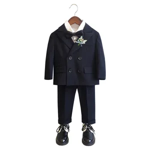 Flower Boys Wedding Performance First Birthday Suit Set Children British Double Breasted Blazer Pant in USA (United States)