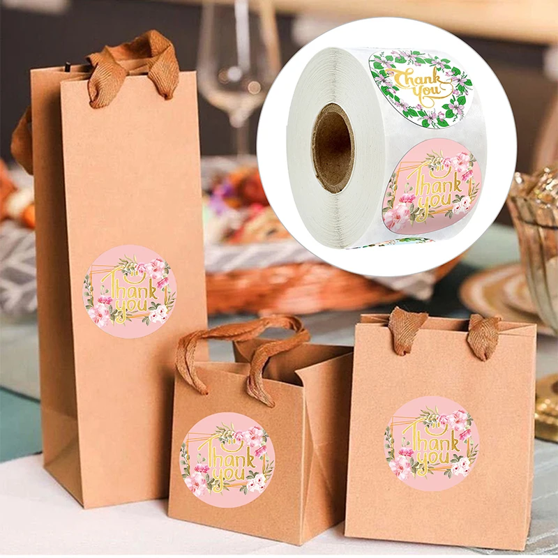 

500Pcs Sealing Label Stickers Round Gilding Thank you Adhesive Stickers Handmade Stationery