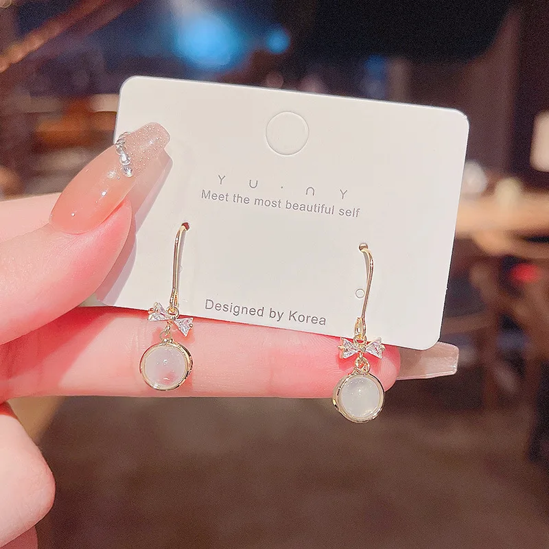 

Wholesale New Bow Earrings For Women Opal Stone Stud Jewelry Gift