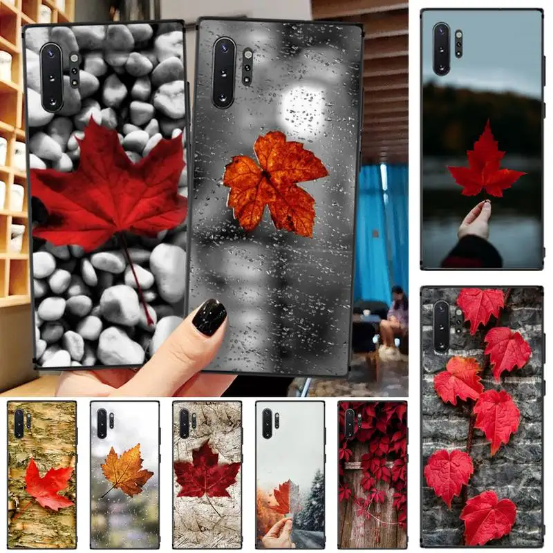 LJHYDFCNB осень кленовые листья черный ТПУ мягкий резиновый чехол для мобильного