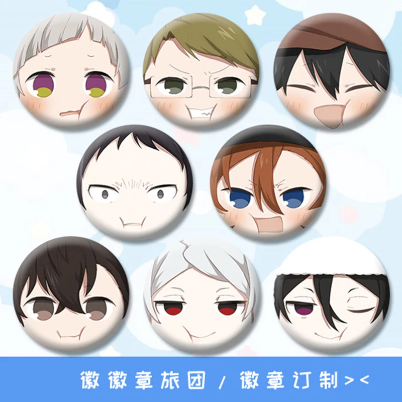 1 шт. 58 мм аниме Бунго бродячие собаки Круглые Железные супер милые эмоции для mochila