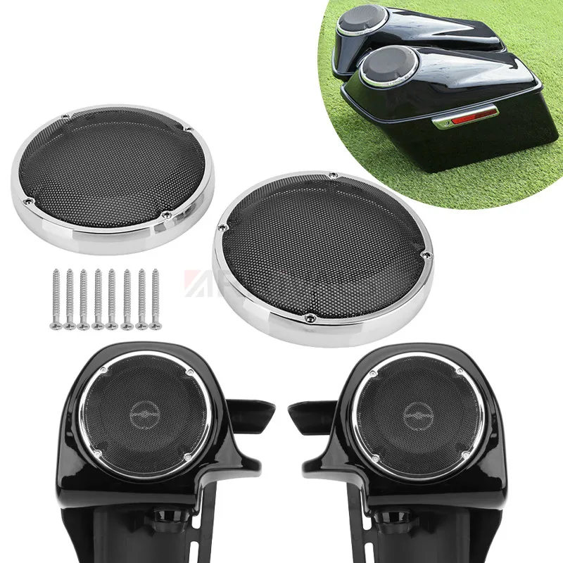 

Motorcycle Lower Vented Fairing 6.5" Speakers Grill Box Pods For Harley Touring Road King Electra Street Glide FLHT FLHR 83-20