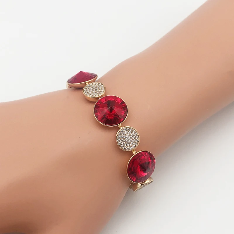 

11.11 Women Bracelet Luxury Round Chain Jewellery made with Austrian Crystal for Girls Wedding Party Best Christmas Bijoux Gift