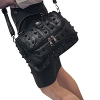 women bags split sheep leather messenger rivet skull tote handbag travel crossbody satchel purse top handle bags
