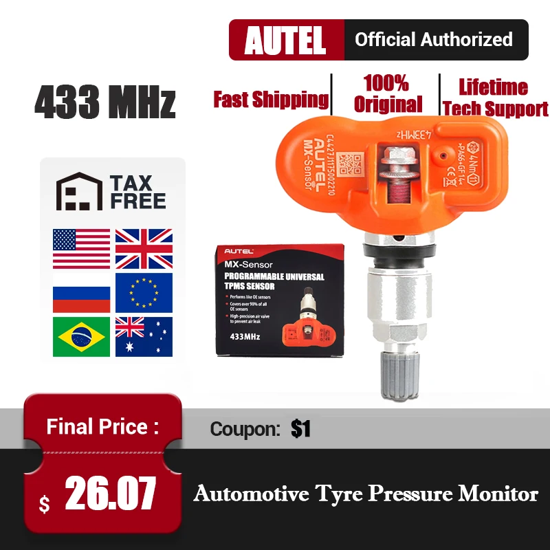 Autel MX датчики 433 МГц анализа шин работает с TPMS PAD TS401 TS601 100% клон able и 98%