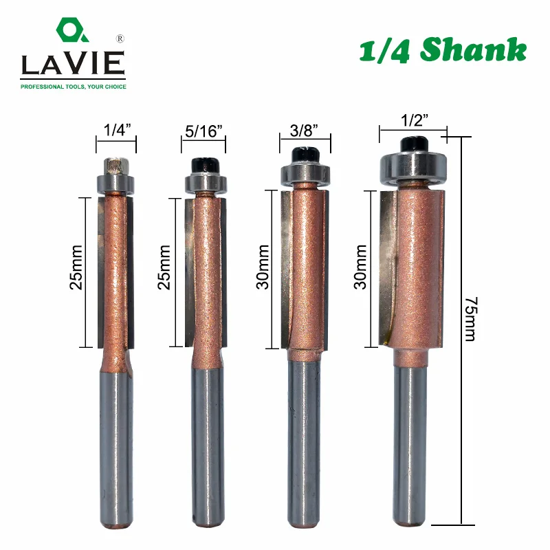 LAVIE 4 шт. Улучшенный 1/" хвостовик заподлицо фрезы прямой древесины фрезы для работы по дереву 1/4" 5/1" 3/8" 1/" MC01151