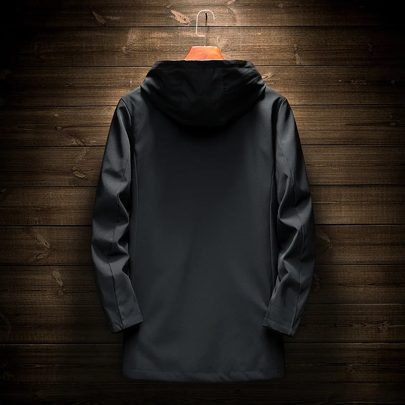 KH Spring Autumn New Arrival Men's Jacket Coat Mens Casual Hooded Long Windbreaker Male Outerwear Jaquet Plus Size M~4XL | Мужская