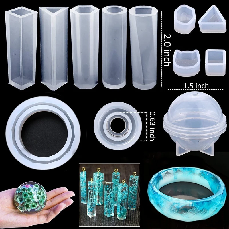 

94 Pcs Transparent Epoxy Resin Casting Molds Kit Silicone Mold UV Tool for Pendant Earring Keychain Jewelry Making DIY