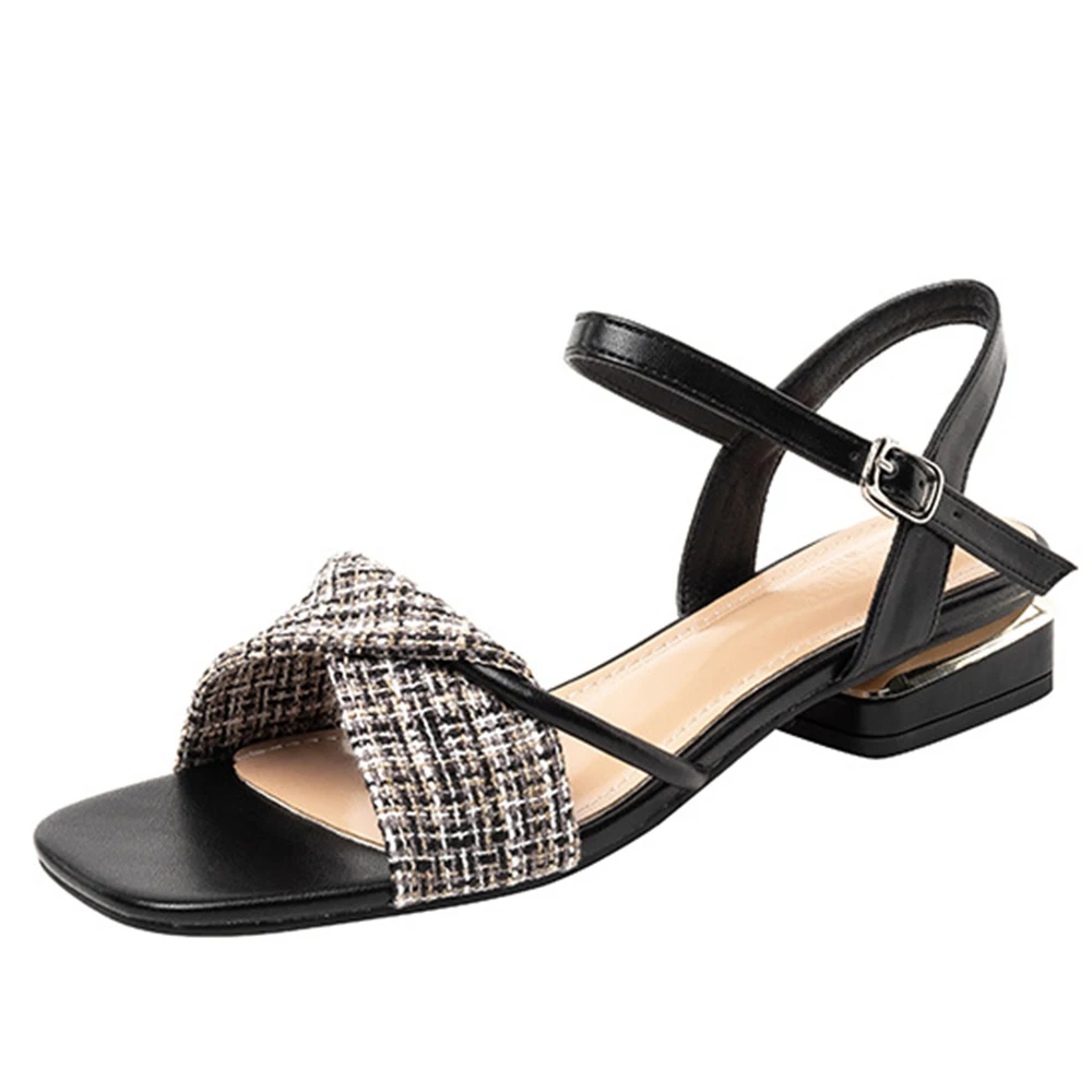 

Сандалии женские из микрофибры, открытый носок, пляжная обувь на низком каблуке, модные летние