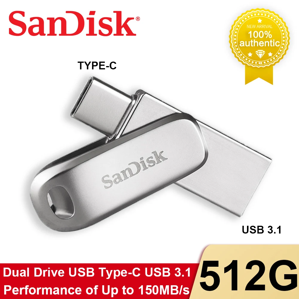 

Флэш-накопитель SanDisk Ultra Dual Drive Luxe, 512 ГБ, USB 256, Type C, 128 ГБ, двойная Флэшка, ГБ, 64 ГБ, 32 ГБ, OTG Type A, флэш-накопитель SDDDC4