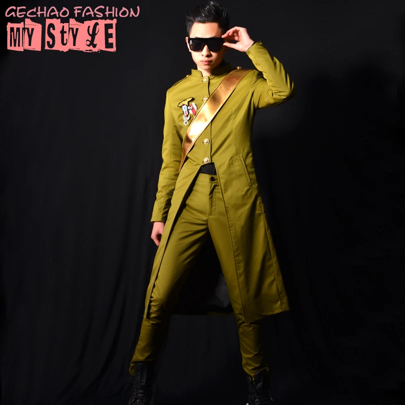 Комплект из 2 предметов костюмы на заказ сценические в армейском стиле мужской