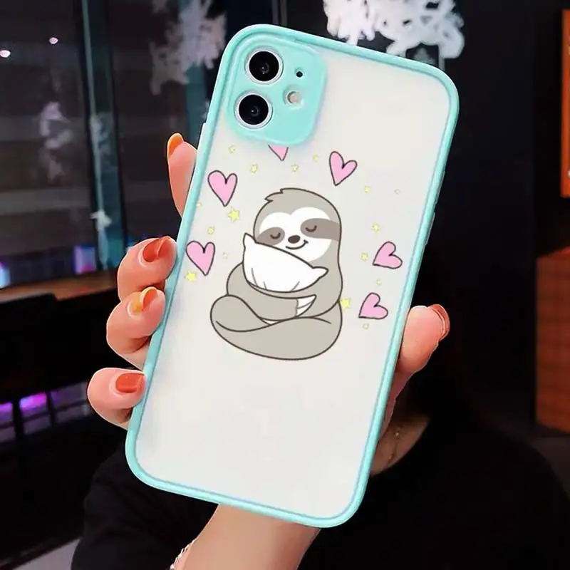 

Sloth Cute Animal Phone Cases matte transparent For iphone 7 8 11 12 plus mini x xs xr pro max cover