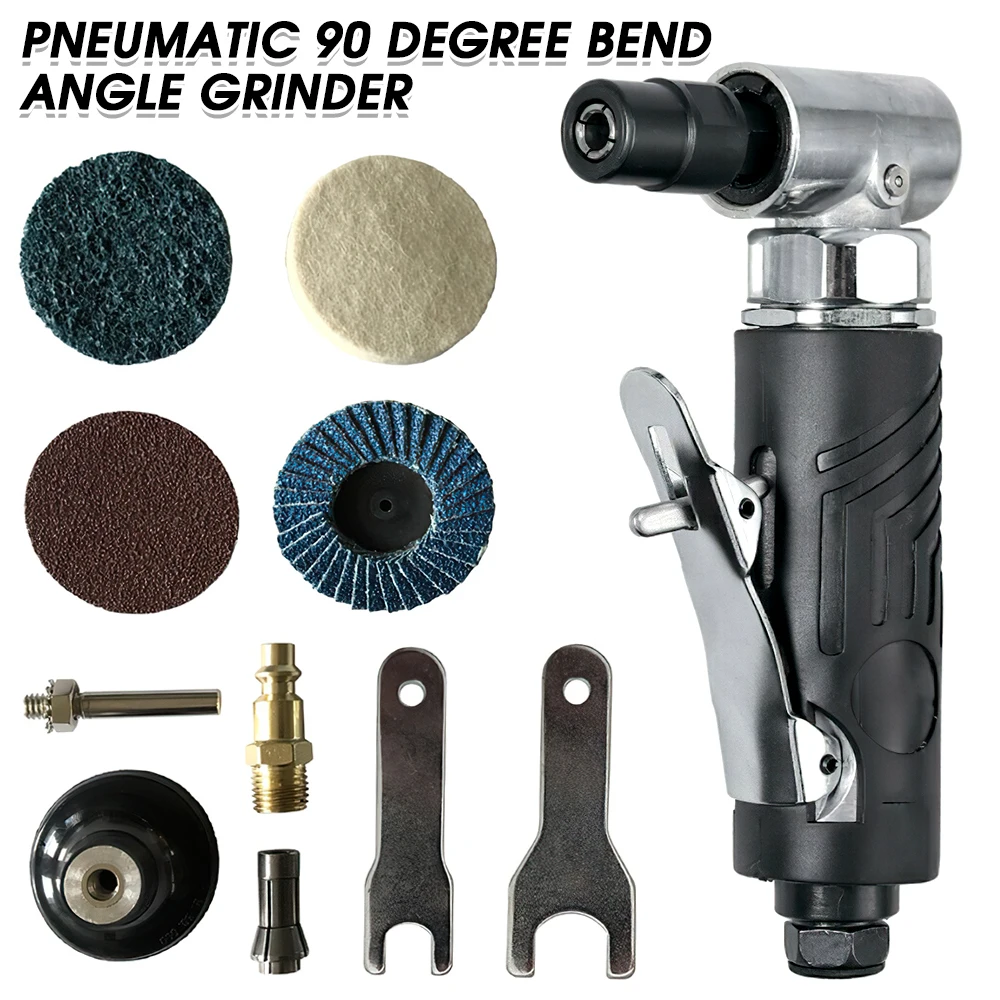 

1/4" Air Angle Die Grinder 90° Pneumatic Grinding Machine Portable Cut Engraving Tool Polisher Set For Metal Mable