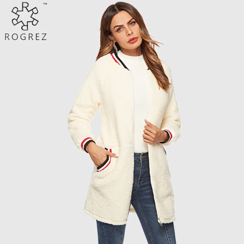 ROGREZ Зимняя шерстяная овчина искусственный мех кашемировое пальто Женская куртка