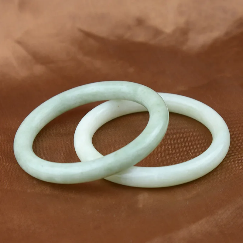 

Natural Light White Hand-carved Round Bar Jade Bracelet Fashion Boutique Jewelry Men Women Bangles Party Accessories