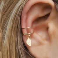 5pcsset 2020 fashion gold color ear cuffs leaf clip earrings for women climbers no piercing fake cartilage earring jewelry
