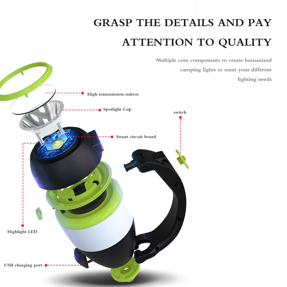 Светодиодный Многофункциональный Кемпинг Светильник USB Перезаряжаемые вспышка