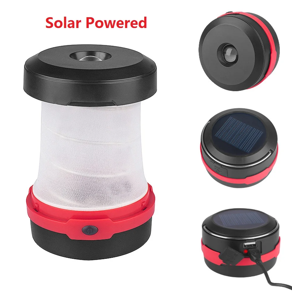 Solar Powered Многофункциональный выдвижной кемпинговый фонарь светодиодный светильник-вспышка наружный портативный фонарь мини-светильник для палатки Аварийный Фонарь карманный фонарь AA - Мощность в ваттах: Solar Powered