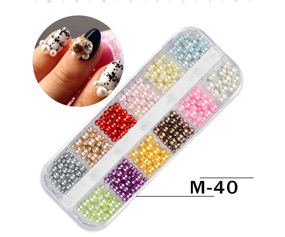 1 Box Multi Size 12 Mesh Glass Nail Rhinestones Mixed Colors Flat-back Strass 3D Charm Gems DIY Manicure Art Decorations | Красота и