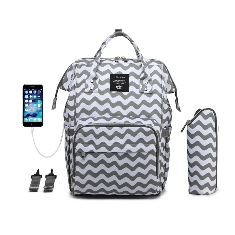 

PatPat Waterproof Oxford Fabric Cloth USB Heating Large Capacity Diaper Bag Backpack