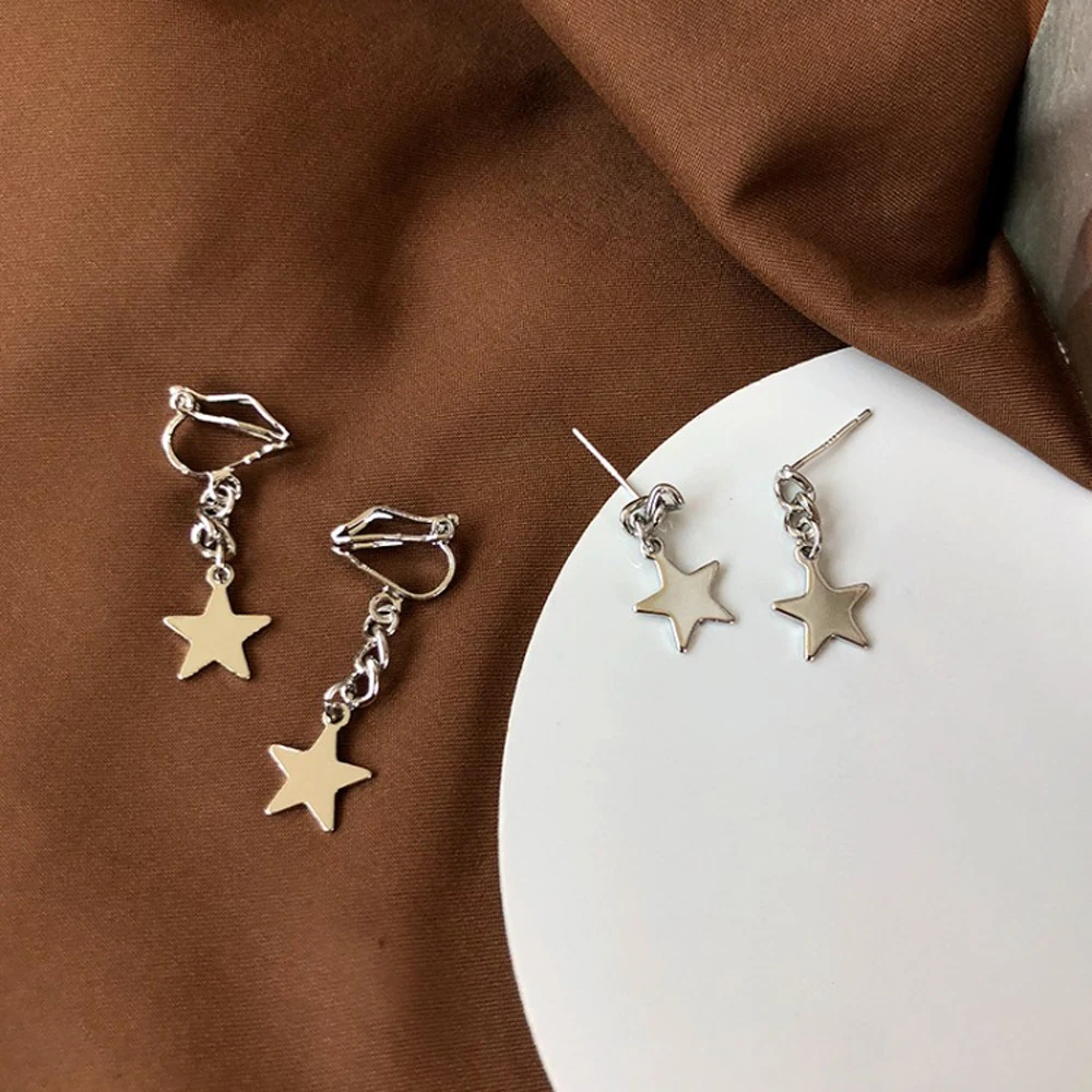 

South Korea Sell Like Hot Cakes Contracted Earrings Personality Trendy Hiphop/Rock Earrings Fashion Small Stars Ear Clip