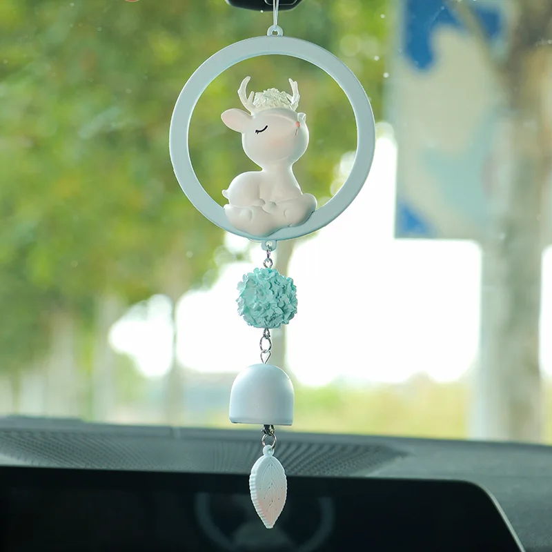 

Cute Car Accessories Deer Angel Car Interior Parts Rearview Mirror Pendants Safe Journey Car Decoration Pendants
