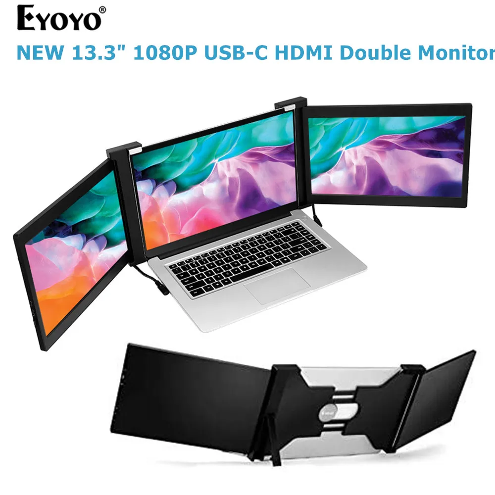 

Eyoyo Dual Portable IPS Monitor 13.3" 1920x1080 USB-C HDMI Gaming Display FHD PS4 Laptop Screen for Switch Laptop PS4 Raspberry