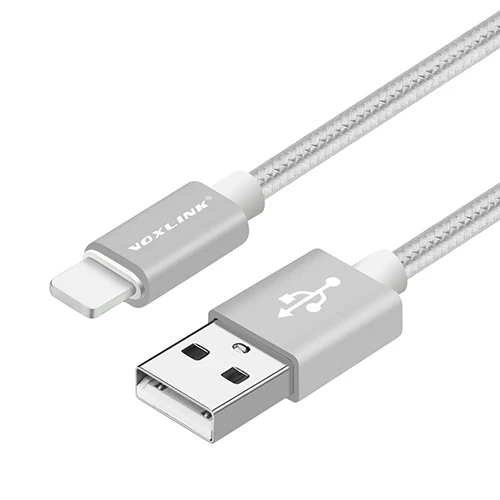 Silver VOXLINK, 20 шт. в упаковке, 8-контактный USB кабель, быстрое зарядное устройство, адаптер, USB кабель для iphone x, 7, 6 S, iphone xs plus, 5S, ipad mini, кабели для мобильных телефонов - Цвет: Silver