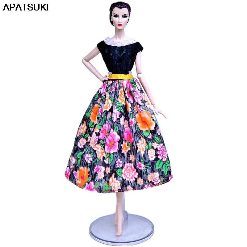 Красочная цветочная сельская Модная Одежда для кукол Барби наряды вечерние