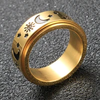 personalized star moon sun ring stainless steel rotation ring for women men hip hop ring jewelry gift wholesale
