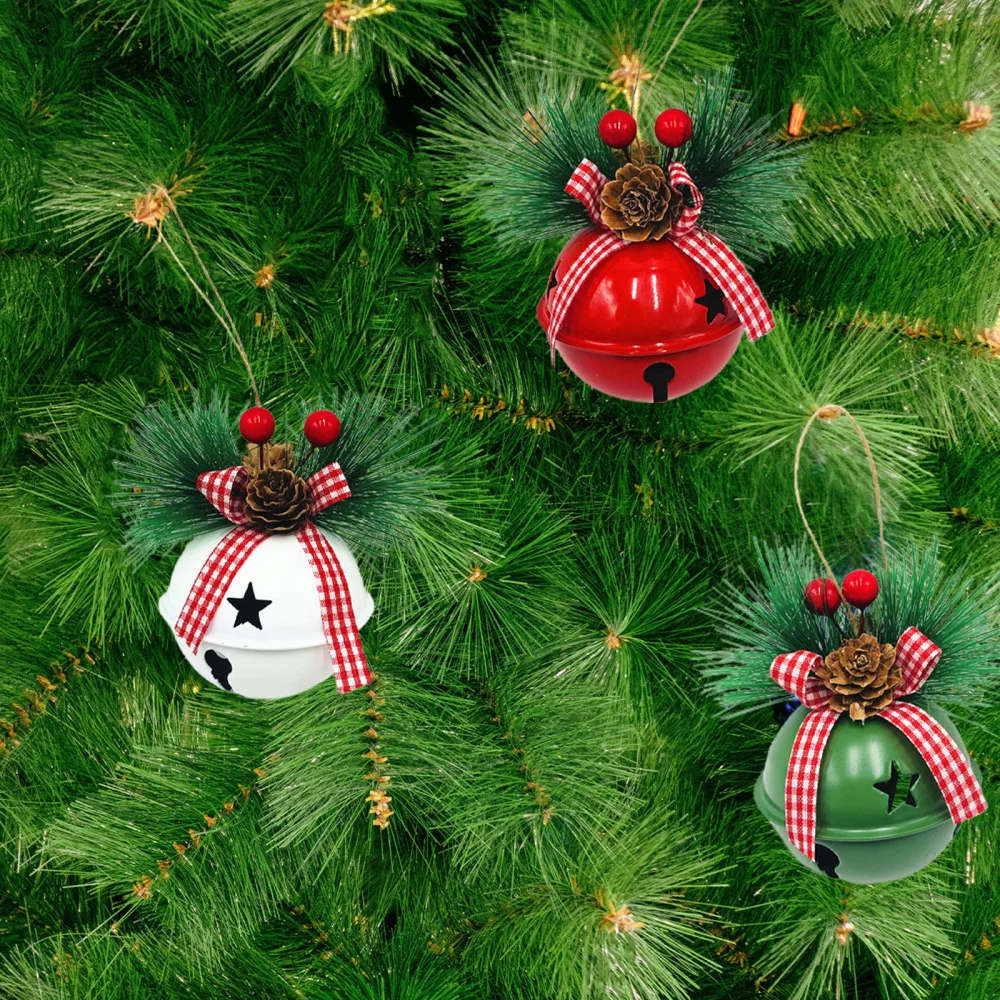 

Круглые колокольчики из железа со звездами, украшение для рождественской елки, красные металлические подвесные аксессуары, рождественские...